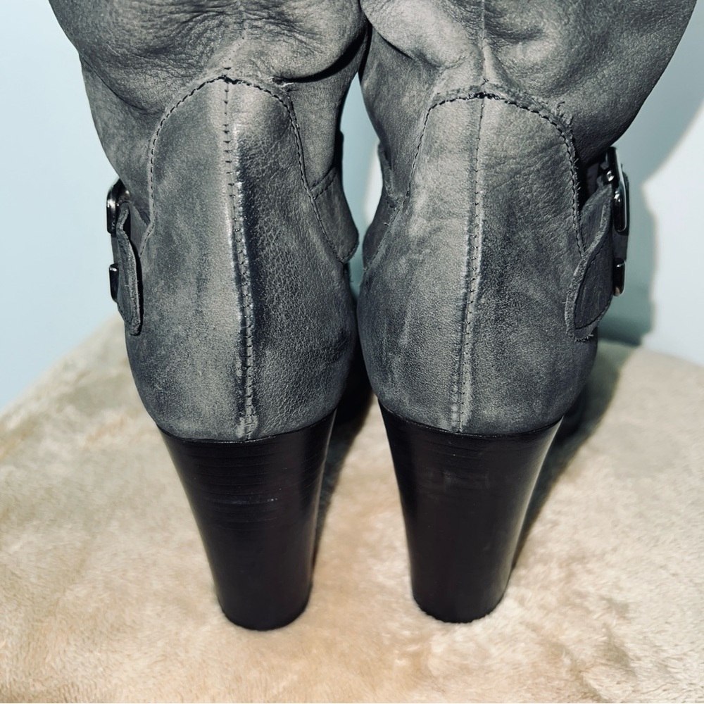 Vera Gomma Gray Leather Knee-High Boots - Italy - Women’s Size 7.5 EU 38 - Picture 7 of 12